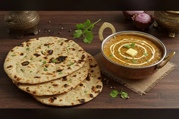 Authentic Dal Makhani and Naan | Rustic Indian Food Setup | AIClips