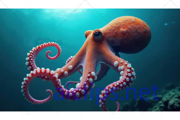 Red Octopus Underwater