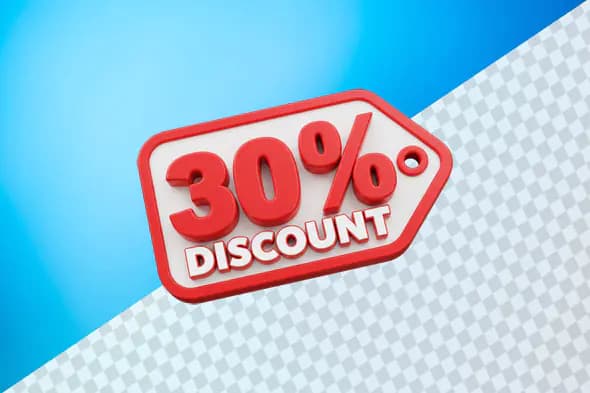 Red thirty percent discount tag promotional icon