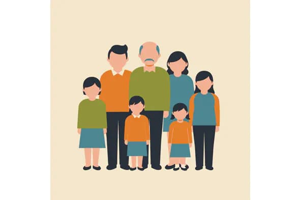 Multigenerational Family Vector Illustration
