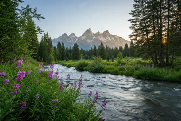 Majestic Mountain Stream Wildflowers