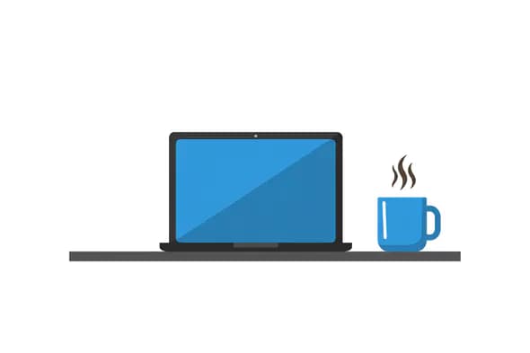 Laptop and Coffee Mug Vector