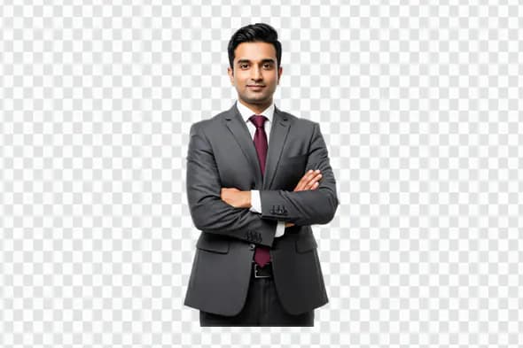 Professional South Asian Businessman in Gray Suit PNG