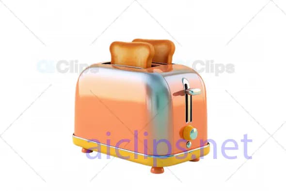 3D Vintage Orange Toaster Model with Toast