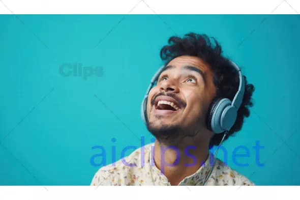 Happy Man Listening to Music on Headphones