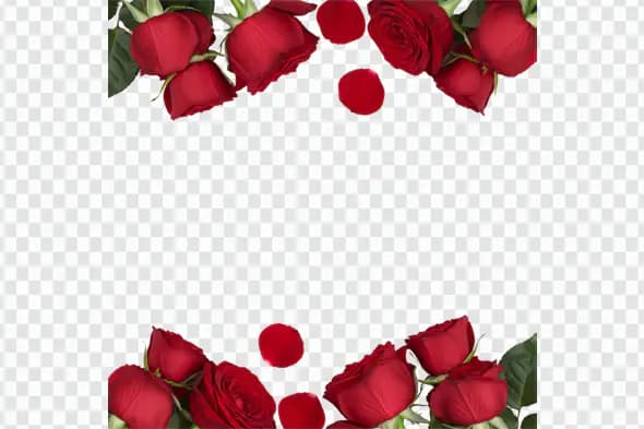 Elegant Red Roses Floral Corner Frame PNG