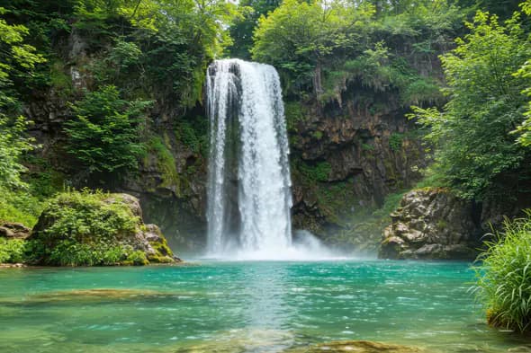 Cascading Tropical Waterfall Oasis