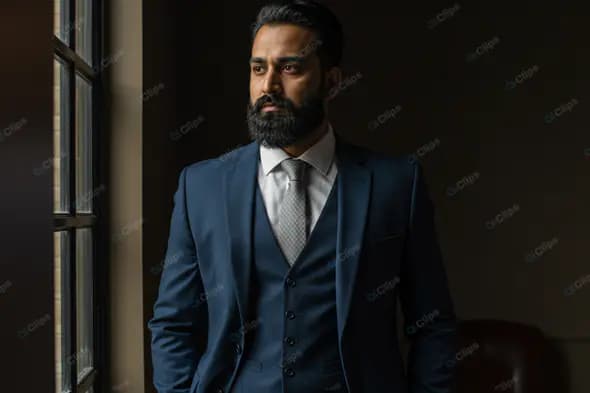 Sophisticated Businessman in Blue Suit