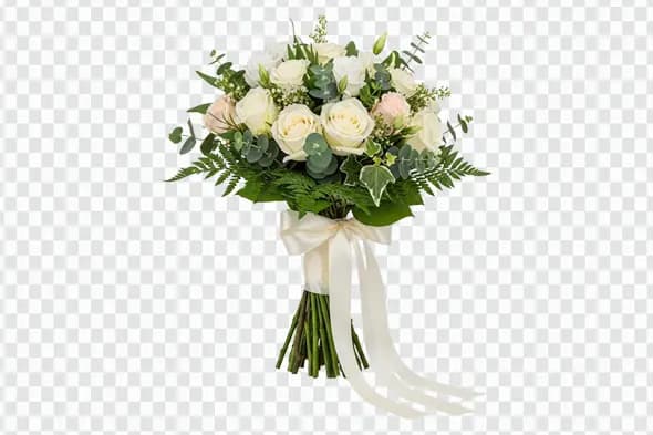 Classic Bridal Rose and Eucalyptus Bouquet PNG Clipart