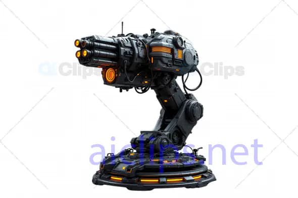 3D Futuristic Heavy-Duty Turret Gun