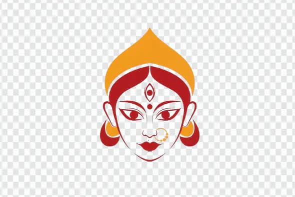 Stylized Hindu Goddess Face Illustration PNG