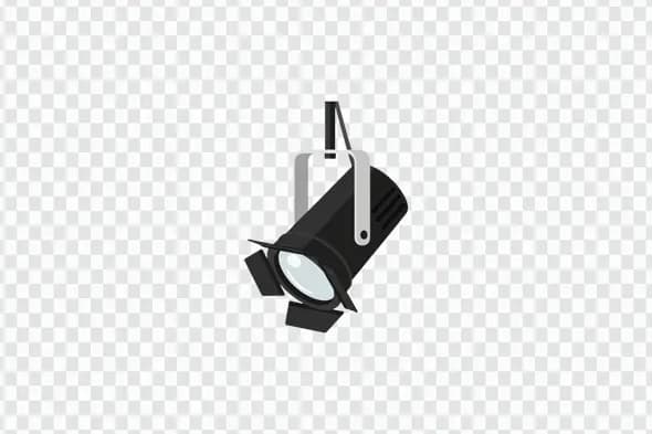 Hanging Black Theater Stage Spotlight with Bracket PNG