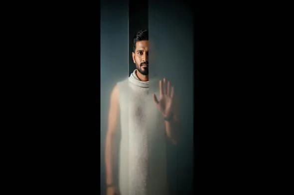 Enigmatic Figure Behind Frosted Glass