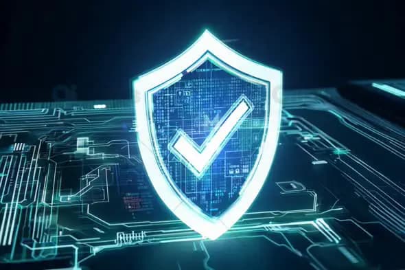 Cybersecurity Digital Shield with Checkmark