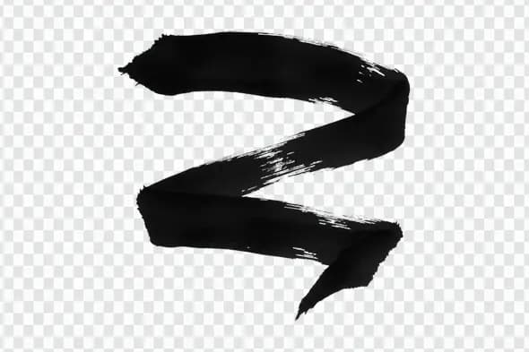 Dynamic Black Brush Stroke Spiral PNG