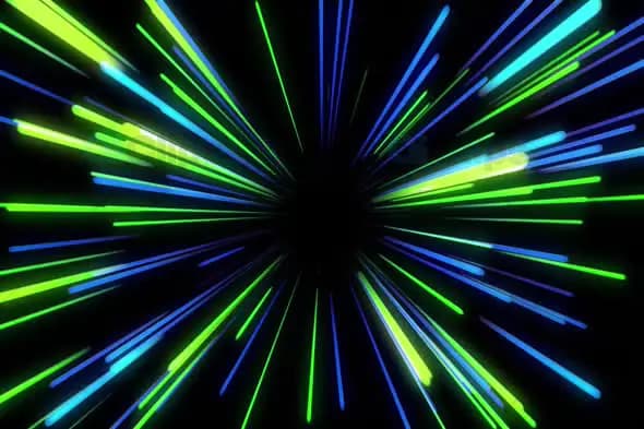 Neon Light Burst with Green and Blue Streaks