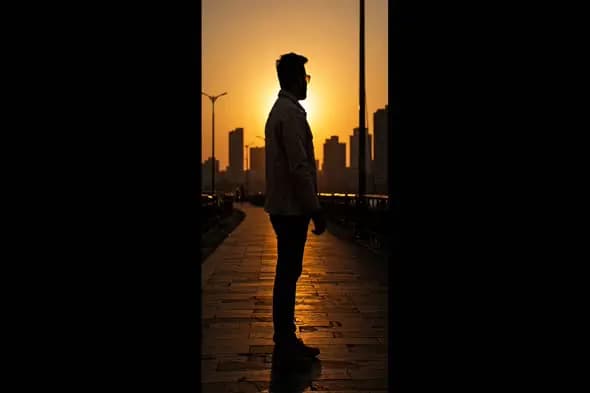 Sunset Silhouette in Urban Landscape