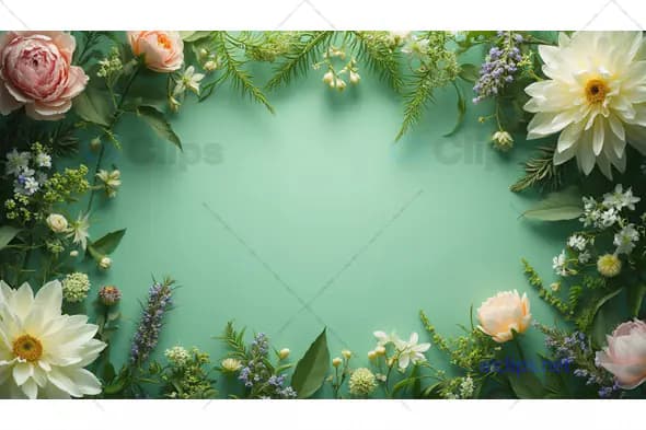 Elegant White and Pastel Floral Border
