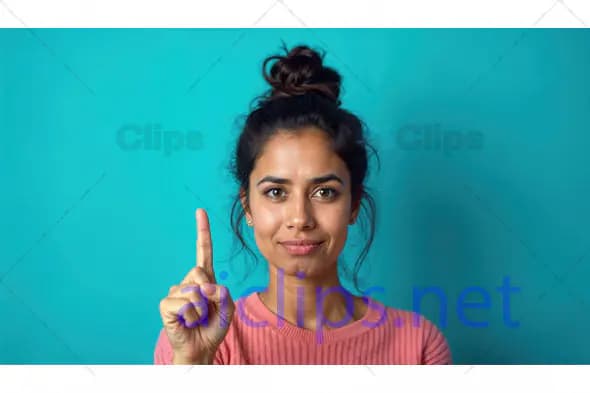 Woman Pointing Finger Up