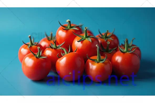 Fresh Cherry Tomatoes on Blue Background