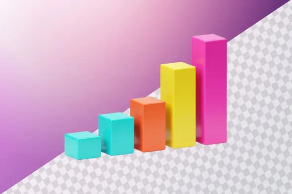 Colorful ascending bar chart with vibrant gradient background