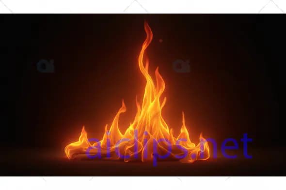 Realistic Flames on Black Background