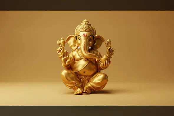 Golden Lord Ganesha Idol – Monotone Background for Devotional Creatives
