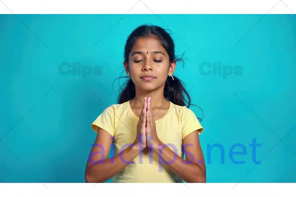 Peaceful Girl in Prayer Pose