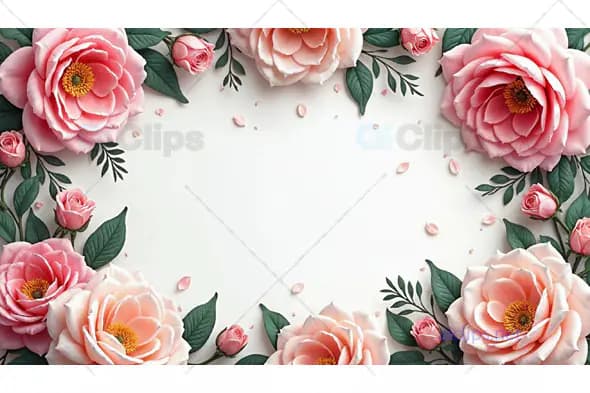 Floral Frame with Pink Roses