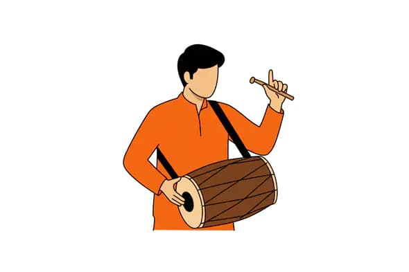 Dhol Player Vector Illustration