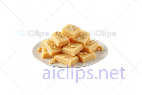 3D Kaju Katli Illustration - Traditional Indian Sweet Model