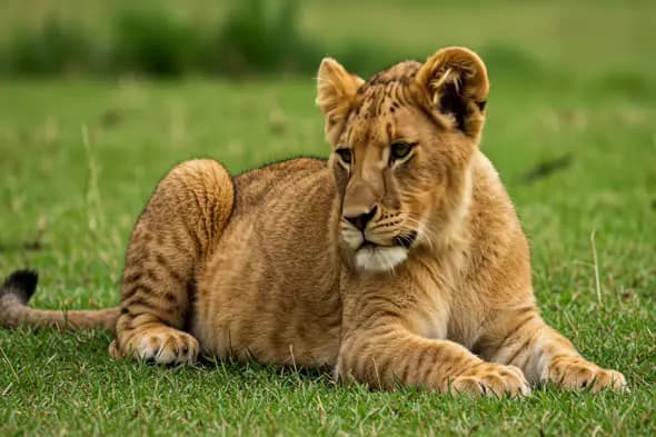 Majestic Lion Cub Resting on Savanna