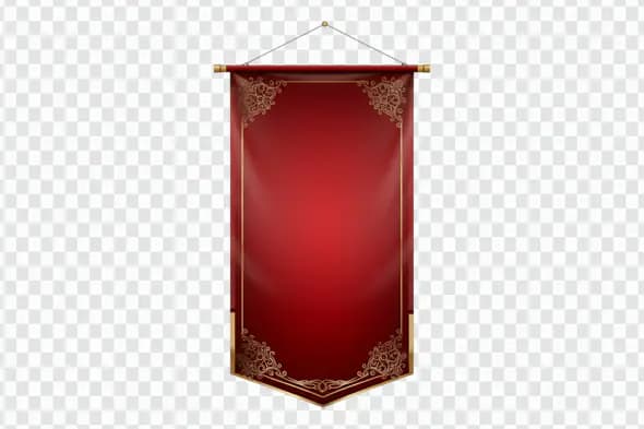 Elegant Red Banner Ornate Gold Corners PNG