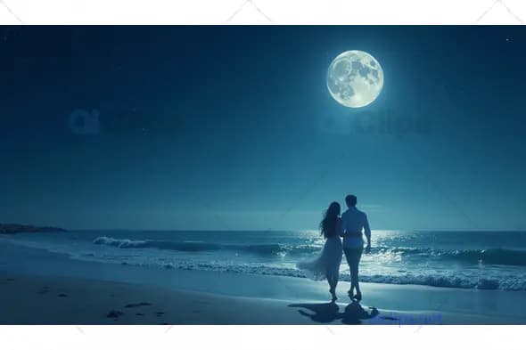 Romantic Moonlit Beach Walk
