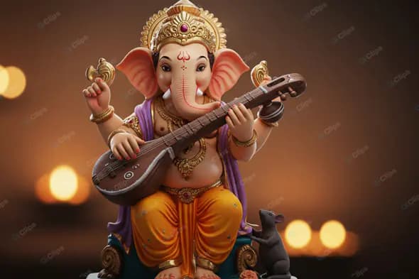 Musical Ganesha Idol with Veena
