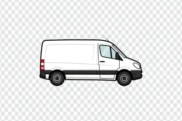 Cartoon Style White Commercial Cargo Van PNG Clipart