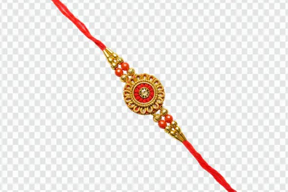 Ornate Golden Rakhi Bracelet Festival Jewelry PNG