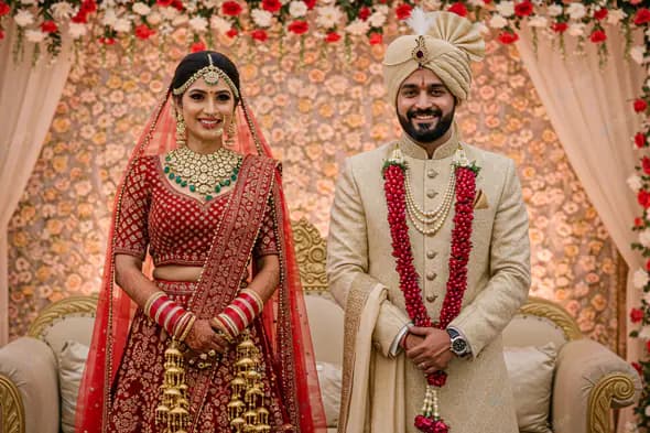 Radiant Newlyweds in Traditional Indian Attire