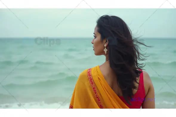 Woman in Traditional Attire by the Sea