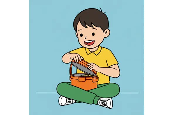 Cheerful Lunchbox Kid Vector