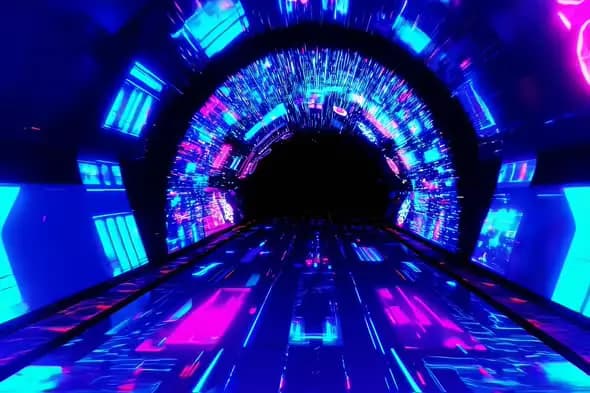 Futuristic Neon Tunnel High Speed Travel Animation Effect