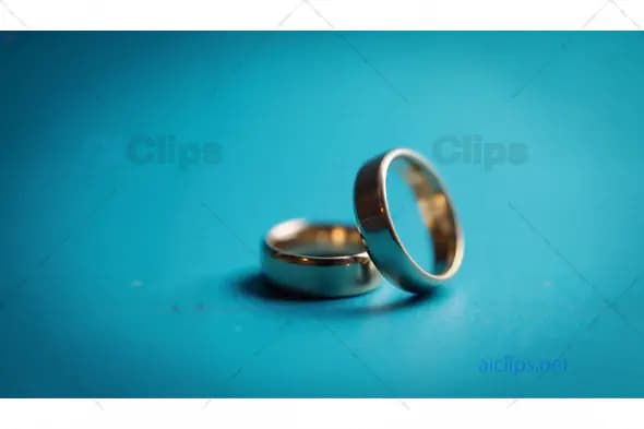 Wedding Rings on Blue Background