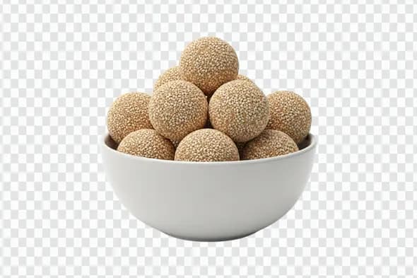 Traditional Indian Til Ladoo Sesame Sweets Bowl PNG