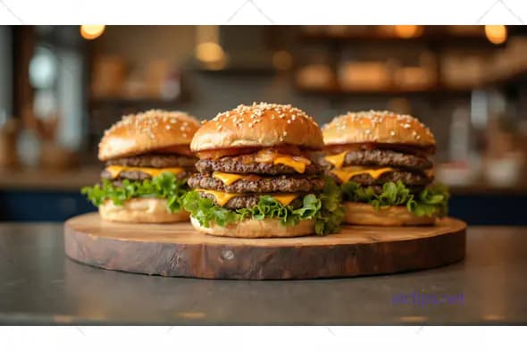 Triple Cheeseburgers with Fresh Lettuce