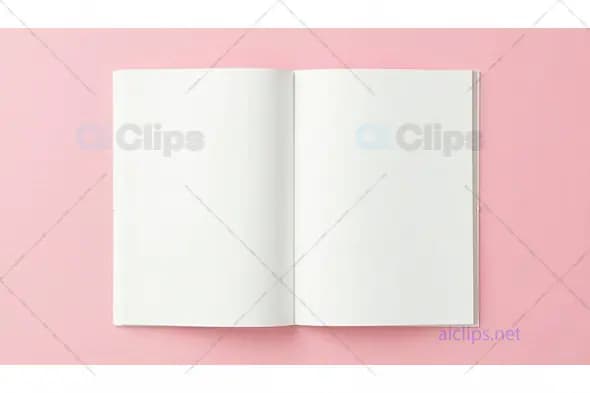 Open Blank Book on Pink Background