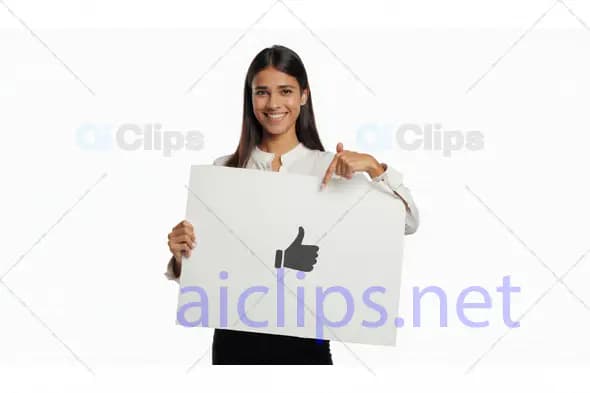 Woman Holding Thumbs-Up Signboard