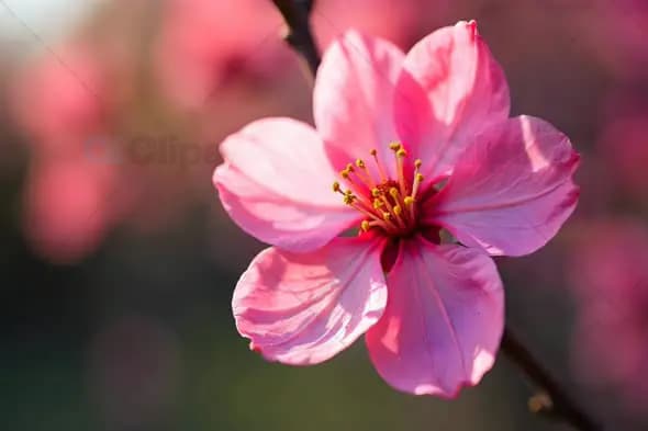 Close-Up of Pink Cherry Blossom in Soft Sunlight