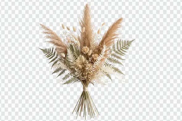 Boho Dried Floral Arrangement with Ferns PNG