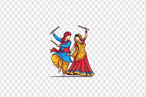 Energetic Dandiya Dancers Twirling Colorful Traditional Costumes