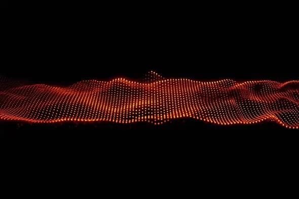 Fiery Orange Particle Wave Undulating Against Dark Background